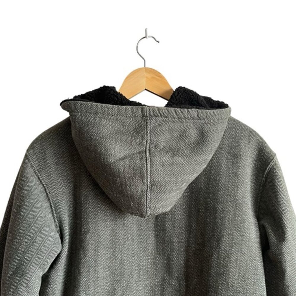 Adidas Sherpa Lined Zip Up Hooded Jacket Medium Green Chevron - Picture 7 of 15